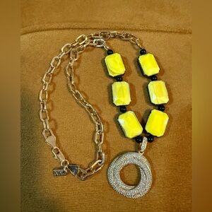 Yellow and Gold Geometric Pendant Necklace